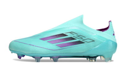 Men's Adidas F50 Elite Laceless FG Firm Ground Low-Tops Football Boots - Jade/Purple/Black