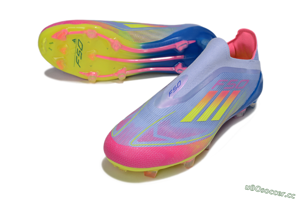 Men's Adidas F50 Elite Laceless FG Firm Ground Low-Tops Football Boots - Blue/Yellow/Red 3