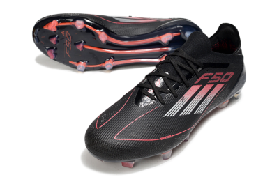 Men's Adidas F50 Elite FG Firm Ground Low-Tops Football Boots - Black/Silver/Red