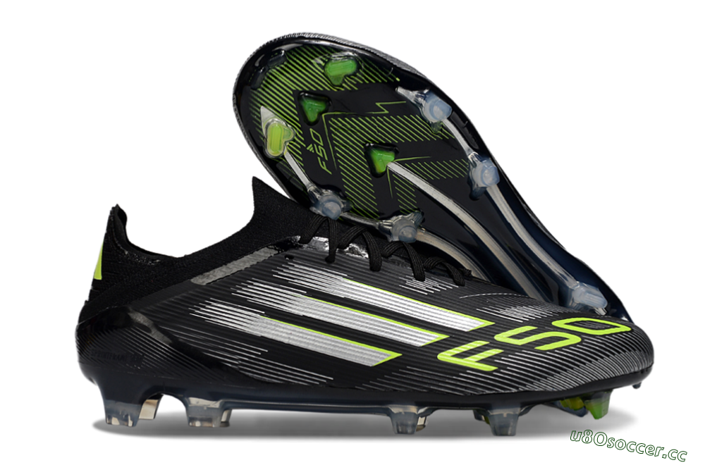 Men's Adidas F50 Elite FG Firm Ground Low-Tops Football Boots - Black/Silver/Yellow 2