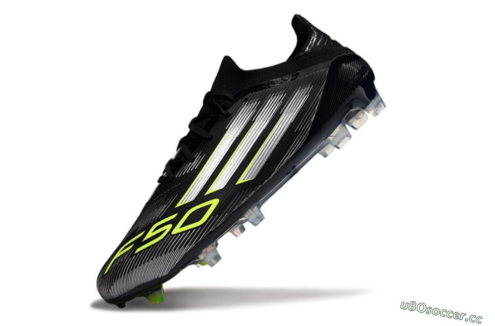 Men's Adidas F50 Elite FG Firm Ground Low-Tops Football Boots - Black/Silver/Yellow 5
