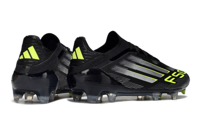 Men's Adidas F50 Elite FG Firm Ground Low-Tops Football Boots - Black/Silver/Yellow