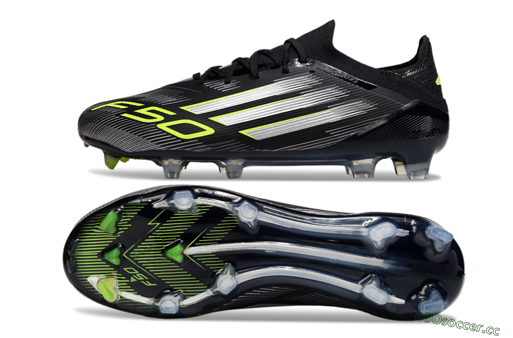 Men's Adidas F50 Elite FG Firm Ground Low-Tops Football Boots - Black/Silver/Yellow 1