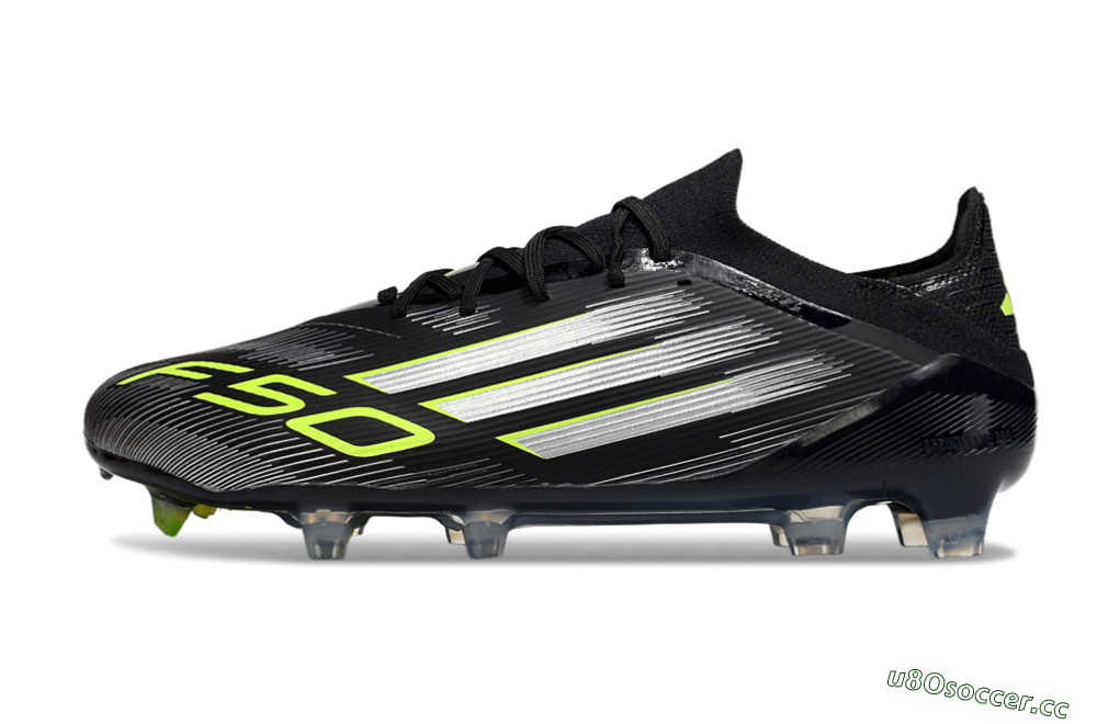 Men's Adidas F50 Elite FG Firm Ground Low-Tops Football Boots - Black/Silver/Yellow 0
