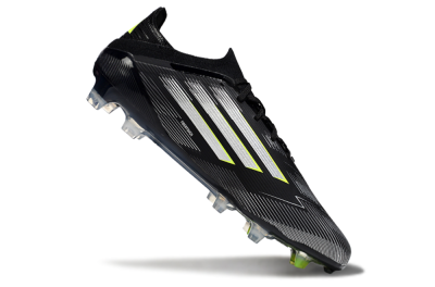 Men's Adidas F50 Elite FG Firm Ground Low-Tops Football Boots - Black/Silver/Yellow