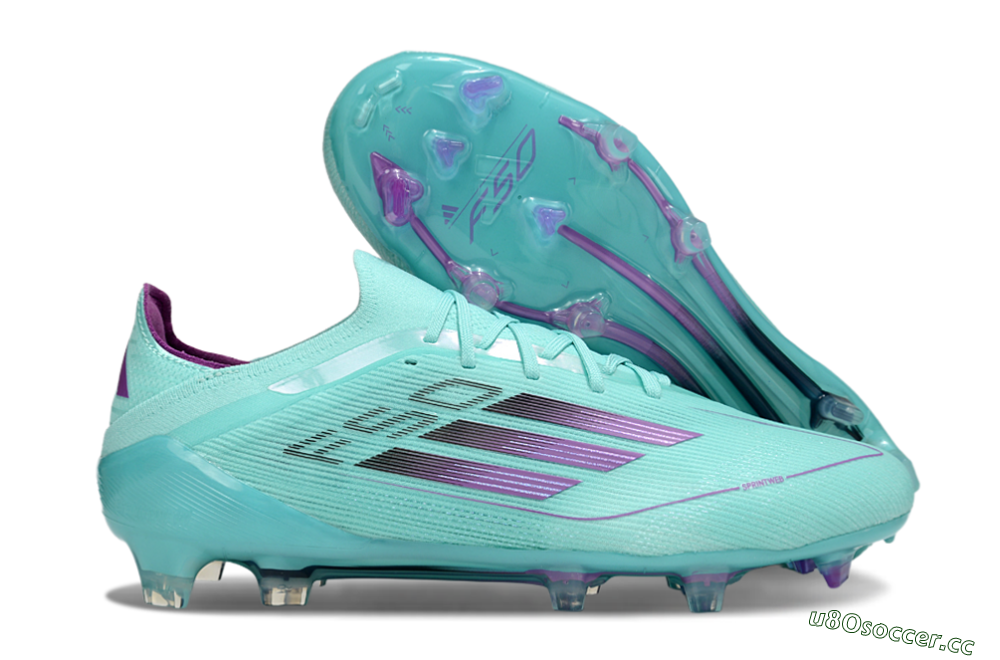 Men's Adidas F50 Elite FG Firm Ground Low-Tops Football Boots - Jade/Purple/Black 2