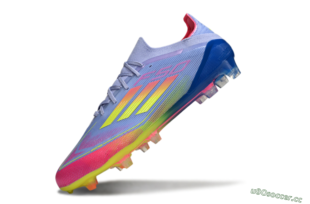 Men's Adidas F50 Elite FG Firm Ground Low-Tops Football Boots - Blue/Yellow/Pink 5