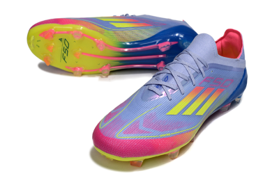 Men's Adidas F50 Elite FG Firm Ground Low-Tops Football Boots - Blue/Yellow/Pink