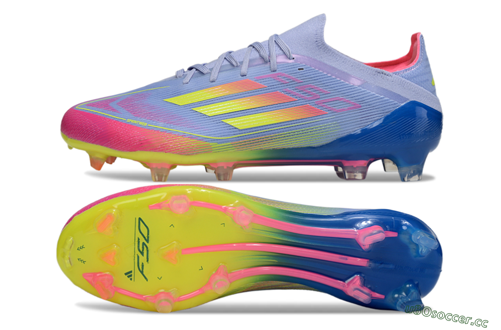Men's Adidas F50 Elite FG Firm Ground Low-Tops Football Boots - Blue/Yellow/Pink 1