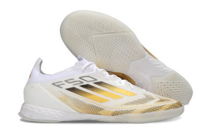 Men's Adidas F50 Pro IC Indoor & Futsal Low-Tops Football Shoes - White/Black/Gold