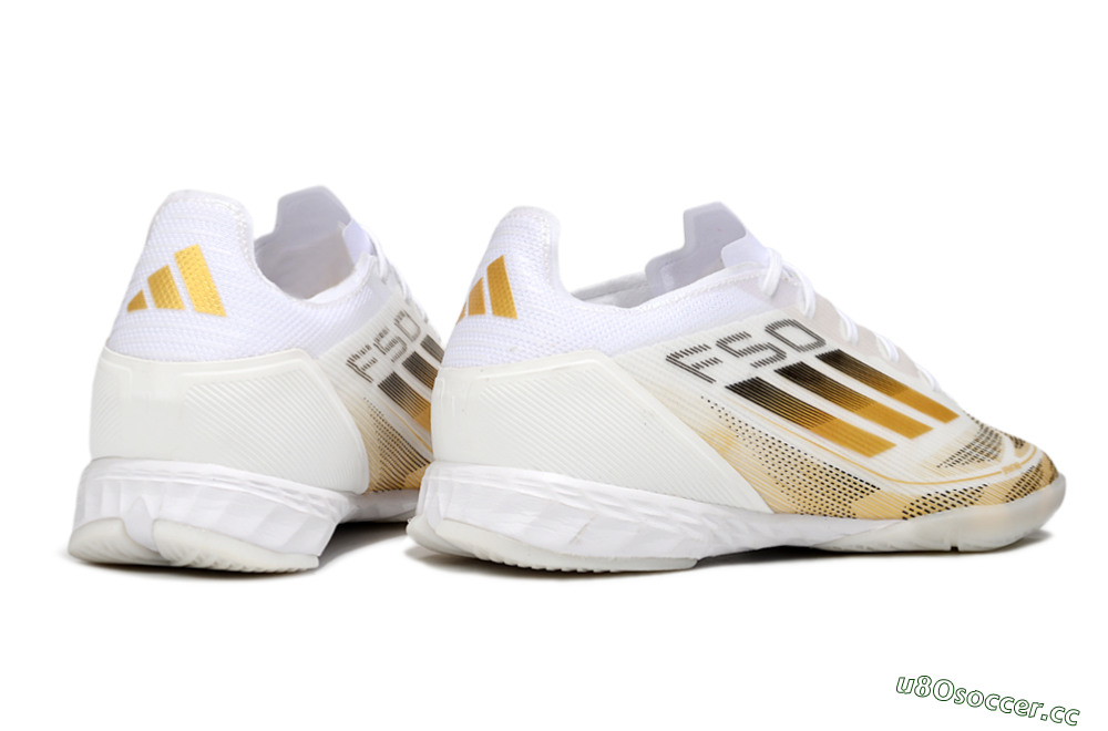 Men's Adidas F50 Pro IC Indoor & Futsal Low-Tops Football Shoes - White/Black/Gold 6