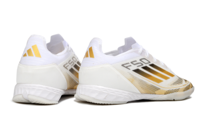 Men's Adidas F50 Pro IC Indoor & Futsal Low-Tops Football Shoes - White/Black/Gold