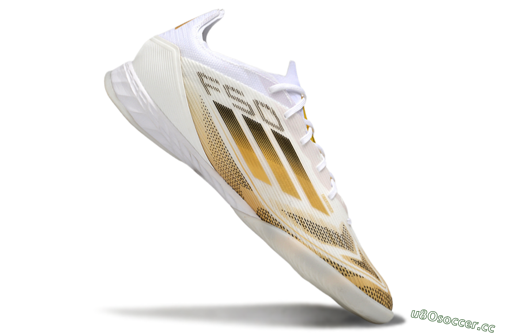 Men's Adidas F50 Pro IC Indoor & Futsal Low-Tops Football Shoes - White/Black/Gold 4