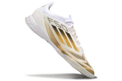 Men's Adidas F50 Pro IC Indoor & Futsal Low-Tops Football Shoes - White/Black/Gold