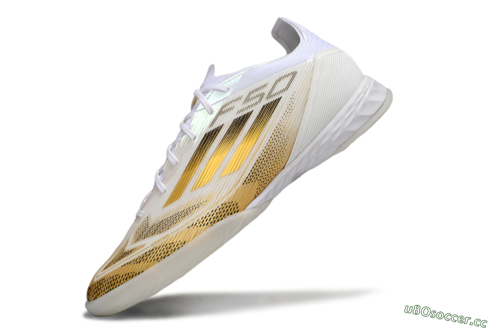 Men's Adidas F50 Pro IC Indoor & Futsal Low-Tops Football Shoes - White/Black/Gold 5
