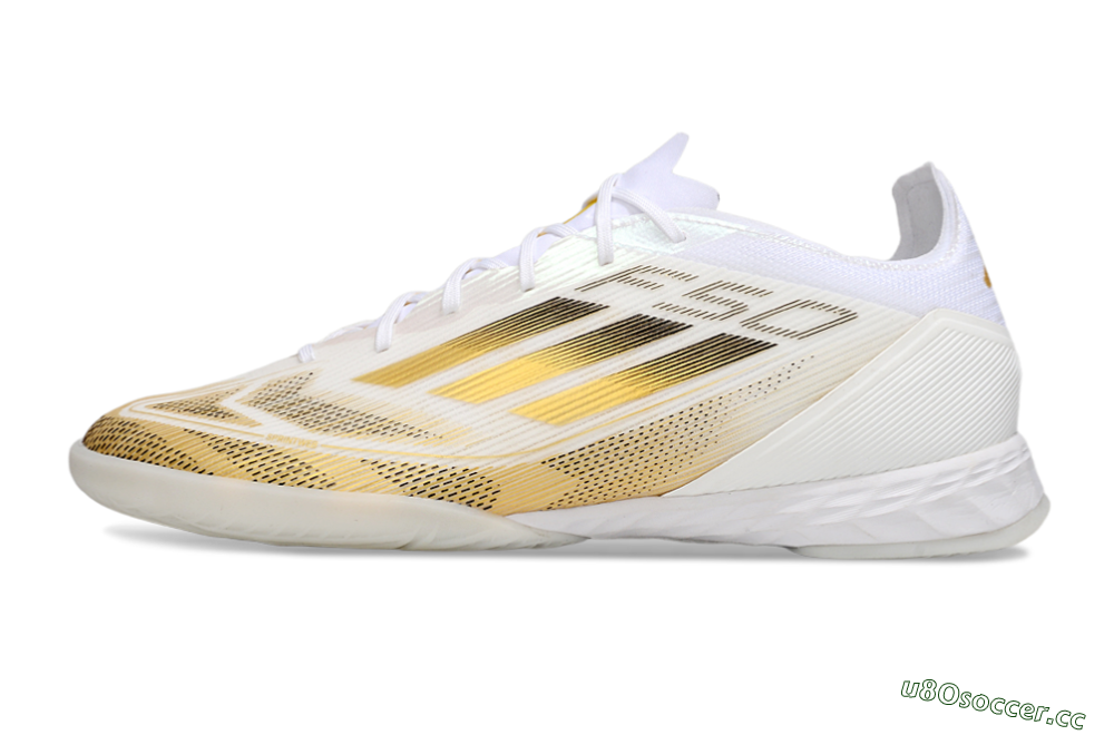 Men's Adidas F50 Pro IC Indoor & Futsal Low-Tops Football Shoes - White/Black/Gold 0