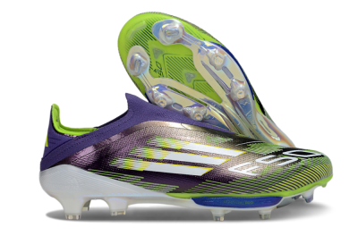 Men's Adidas F50+ Elite Lightstrike Pro Laceless FG Firm Ground Low-Tops Football Boots - Purple/White/Yellow