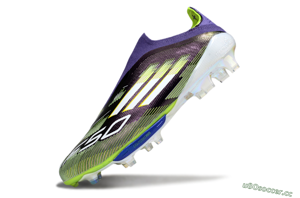Men's Adidas F50+ Elite Lightstrike Pro Laceless FG Firm Ground Low-Tops Football Boots - Purple/White/Yellow 5