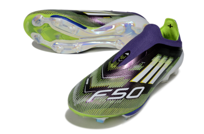 Men's Adidas F50+ Elite Lightstrike Pro Laceless FG Firm Ground Low-Tops Football Boots - Purple/White/Yellow
