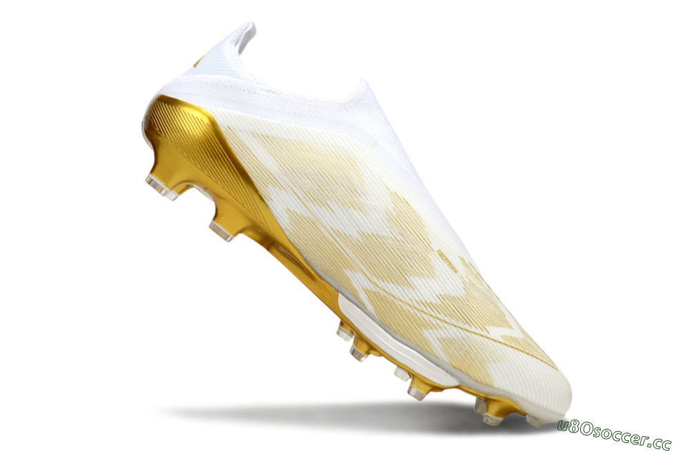 Men's Adidas F50+ Elite Lightstrike Pro Laceless FG Firm Ground Low-Tops Football Boots - White/Gold 4