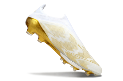 Men's Adidas F50+ Elite Lightstrike Pro Laceless FG Firm Ground Low-Tops Football Boots - White/Gold