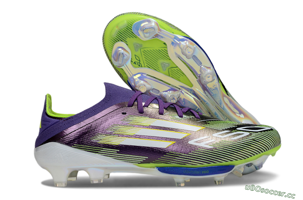 Men's Adidas F50+ Elite Lightstrike Pro FG Firm Ground Low-Tops Football Boots - Purple/White/Yellow 2