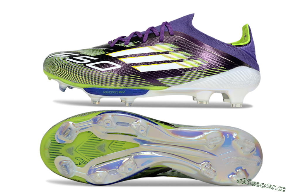 Men's Adidas F50+ Elite Lightstrike Pro FG Firm Ground Low-Tops Football Boots - Purple/White/Yellow 1