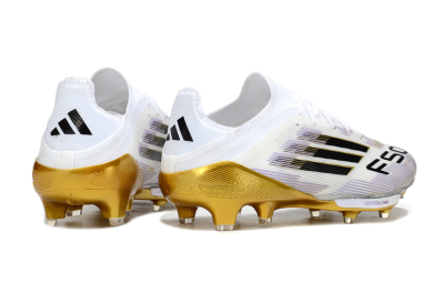 Men's Adidas F50+ Elite Lightstrike Pro FG Firm Ground Low-Tops Football Boots - White/Black/Gold