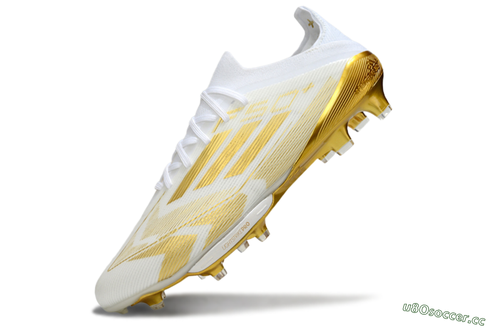 Men's Adidas F50+ Elite Lightstrike Pro FG Firm Ground Low-Tops Football Boots - White/Gold 5