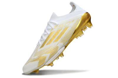 Men's Adidas F50+ Elite Lightstrike Pro FG Firm Ground Low-Tops Football Boots - White/Gold