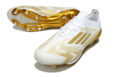 Men's Adidas F50+ Elite Lightstrike Pro FG Firm Ground Low-Tops Football Boots - White/Gold
