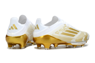 Men's Adidas F50+ Elite Lightstrike Pro FG Firm Ground Low-Tops Football Boots - White/Gold