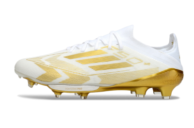 Men's Adidas F50+ Elite Lightstrike Pro FG Firm Ground Low-Tops Football Boots - White/Gold