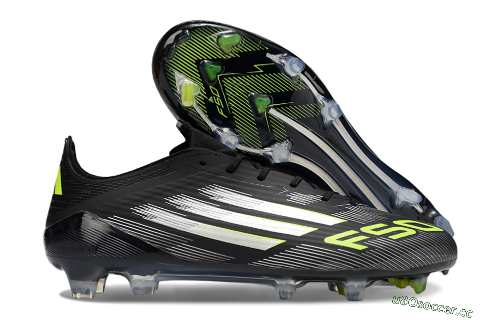 Men's Adidas F50 Elite FG Firm Ground Low-Tops Football Boots - Black/Silver/Yellow 2