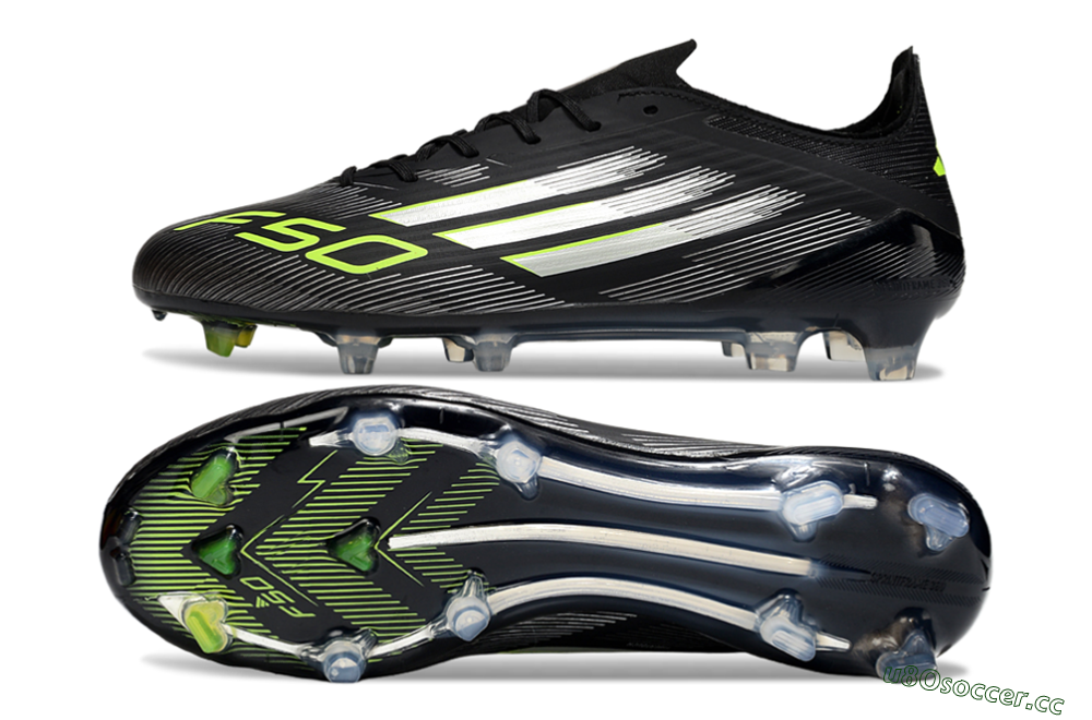 Men's Adidas F50 Elite FG Firm Ground Low-Tops Football Boots - Black/Silver/Yellow 1