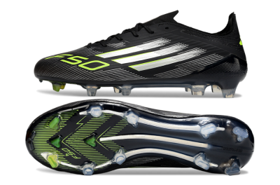 Men's Adidas F50 Elite FG Firm Ground Low-Tops Football Boots - Black/Silver/Yellow