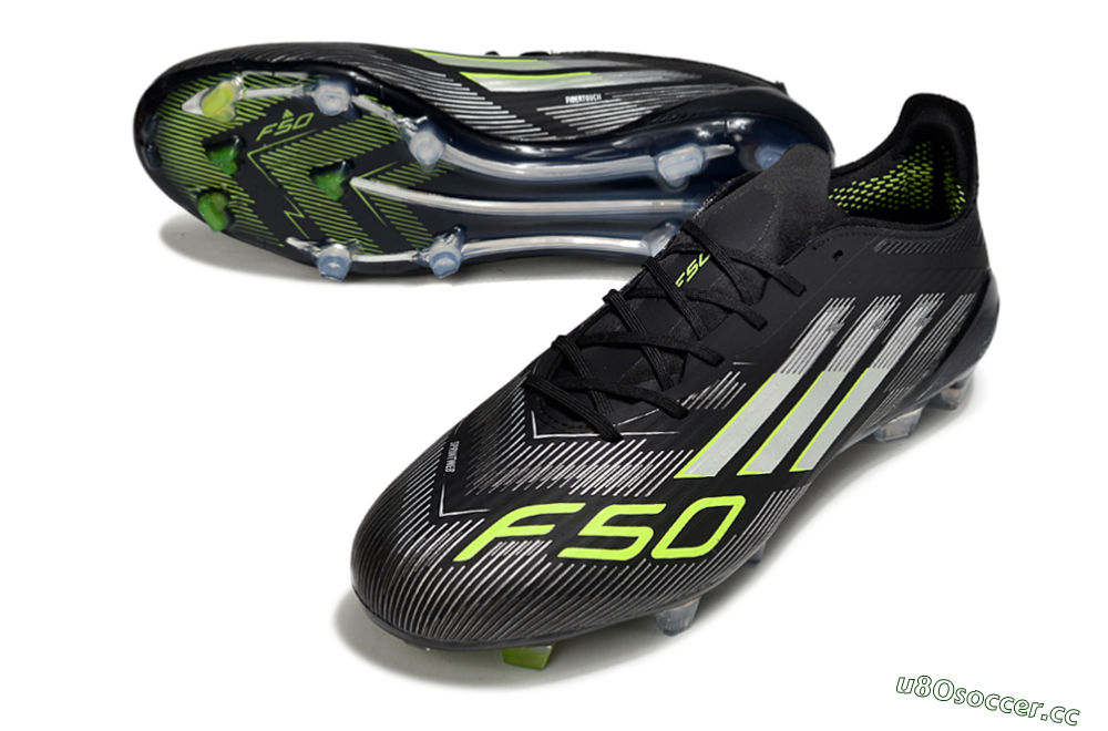 Men's Adidas F50 Elite FG Firm Ground Low-Tops Football Boots - Black/Silver/Yellow 3