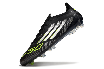Men's Adidas F50 Elite FG Firm Ground Low-Tops Football Boots - Black/Silver/Yellow