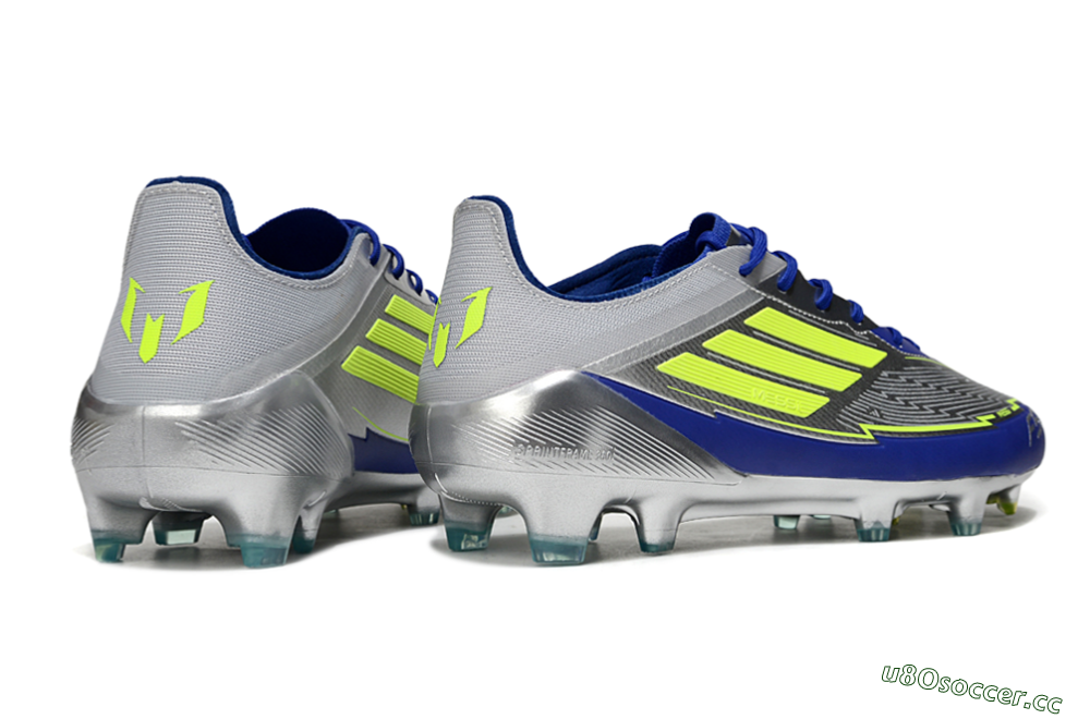 Men's Messi x Adidas F50 Elite FG Firm Ground Low-Tops Football Boots - Silver/Yellow/Blue 6