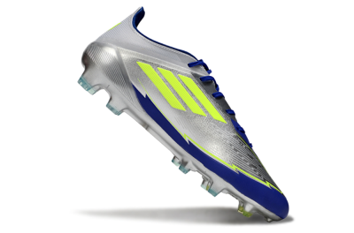 Men's Messi x Adidas F50 Elite FG Firm Ground Low-Tops Football Boots - Silver/Yellow/Blue