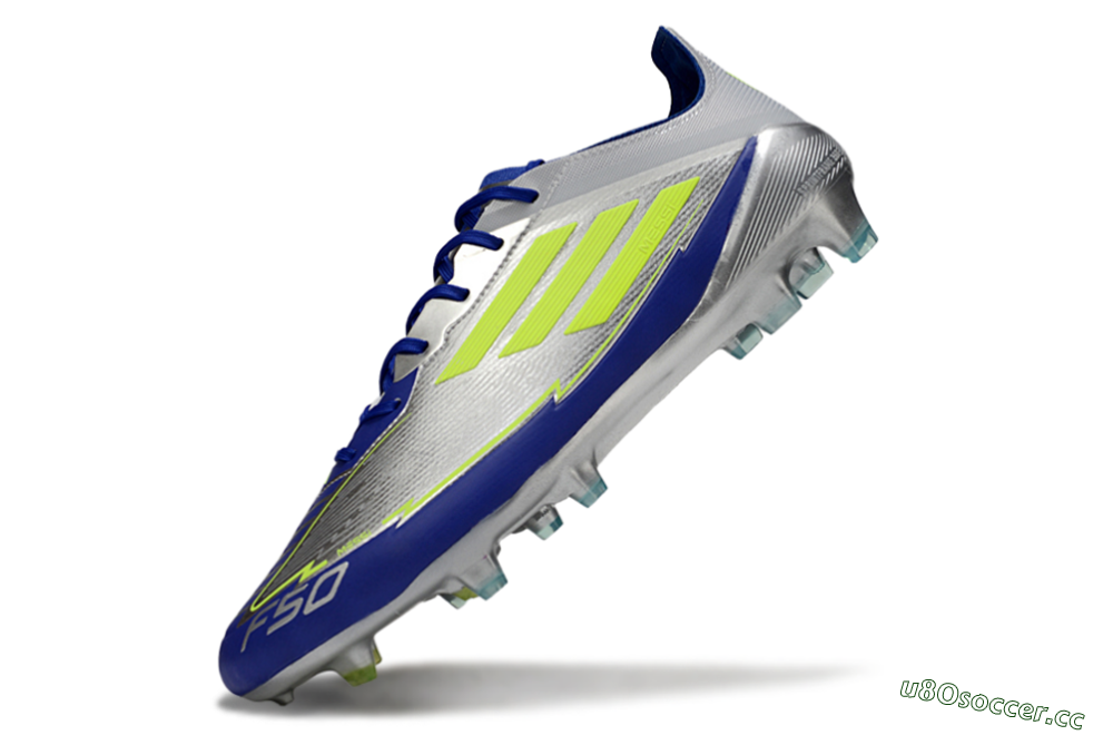 Men's Messi x Adidas F50 Elite FG Firm Ground Low-Tops Football Boots - Silver/Yellow/Blue 5