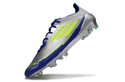 Men's Messi x Adidas F50 Elite FG Firm Ground Low-Tops Football Boots - Silver/Yellow/Blue