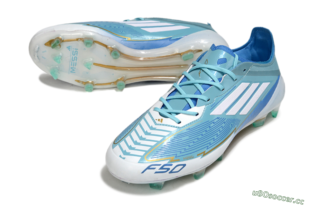 Men's Messi x Adidas F50 Elite FG Firm Ground Low-Tops Football Boots - Jade/White/Blue 3