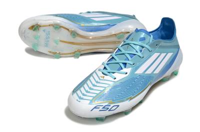 Men's Messi x Adidas F50 Elite FG Firm Ground Low-Tops Football Boots - Jade/White/Blue