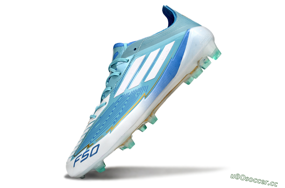 Men's Messi x Adidas F50 Elite FG Firm Ground Low-Tops Football Boots - Jade/White/Blue 5
