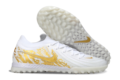 Men's Nike Phantom GX 2 Elite TF Artificial Turf Low-Tops Football Shoes - White/Gold