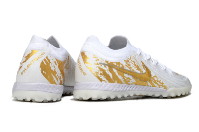 Men's Nike Phantom GX 2 Elite TF Artificial Turf Low-Tops Football Shoes - White/Gold
