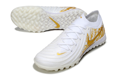 Men's Nike Phantom GX 2 Elite TF Artificial Turf Low-Tops Football Shoes - White/Gold