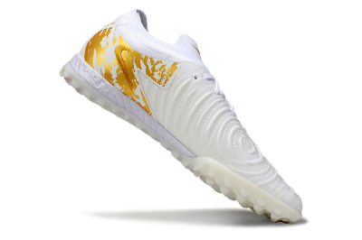 Men's Nike Phantom GX 2 Elite TF Artificial Turf Low-Tops Football Shoes - White/Gold