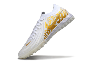 Men's Nike Phantom GX 2 Elite TF Artificial Turf Low-Tops Football Shoes - White/Gold